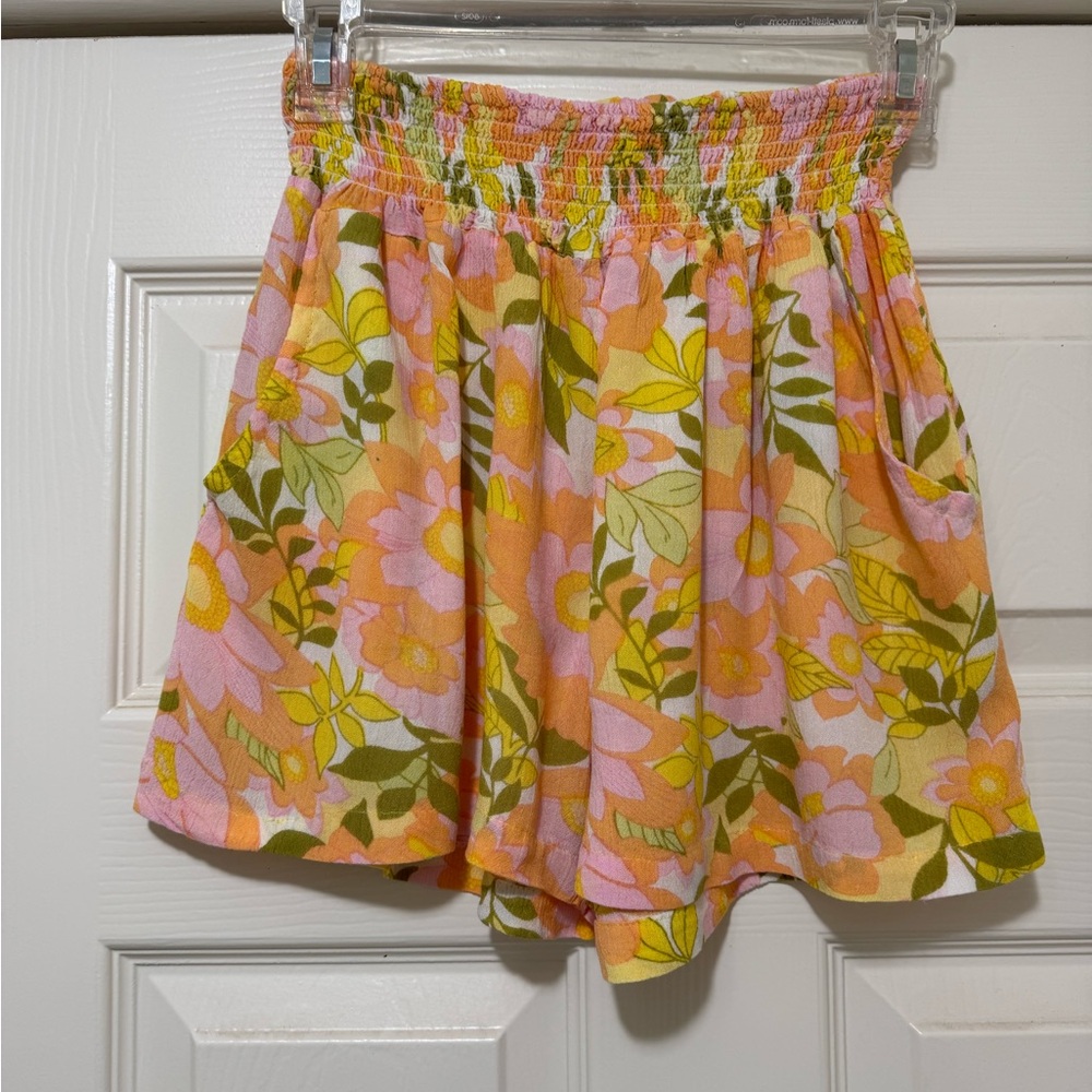 Raya Sun Floral A-Line Skirt - Pink, Yellow, Green - Picture 3 of 4